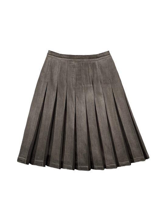 DENIM MIDI PLEATED SKIRT