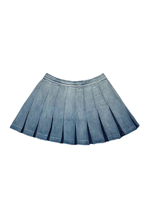 DENIM MINI PLEATED SKIRT