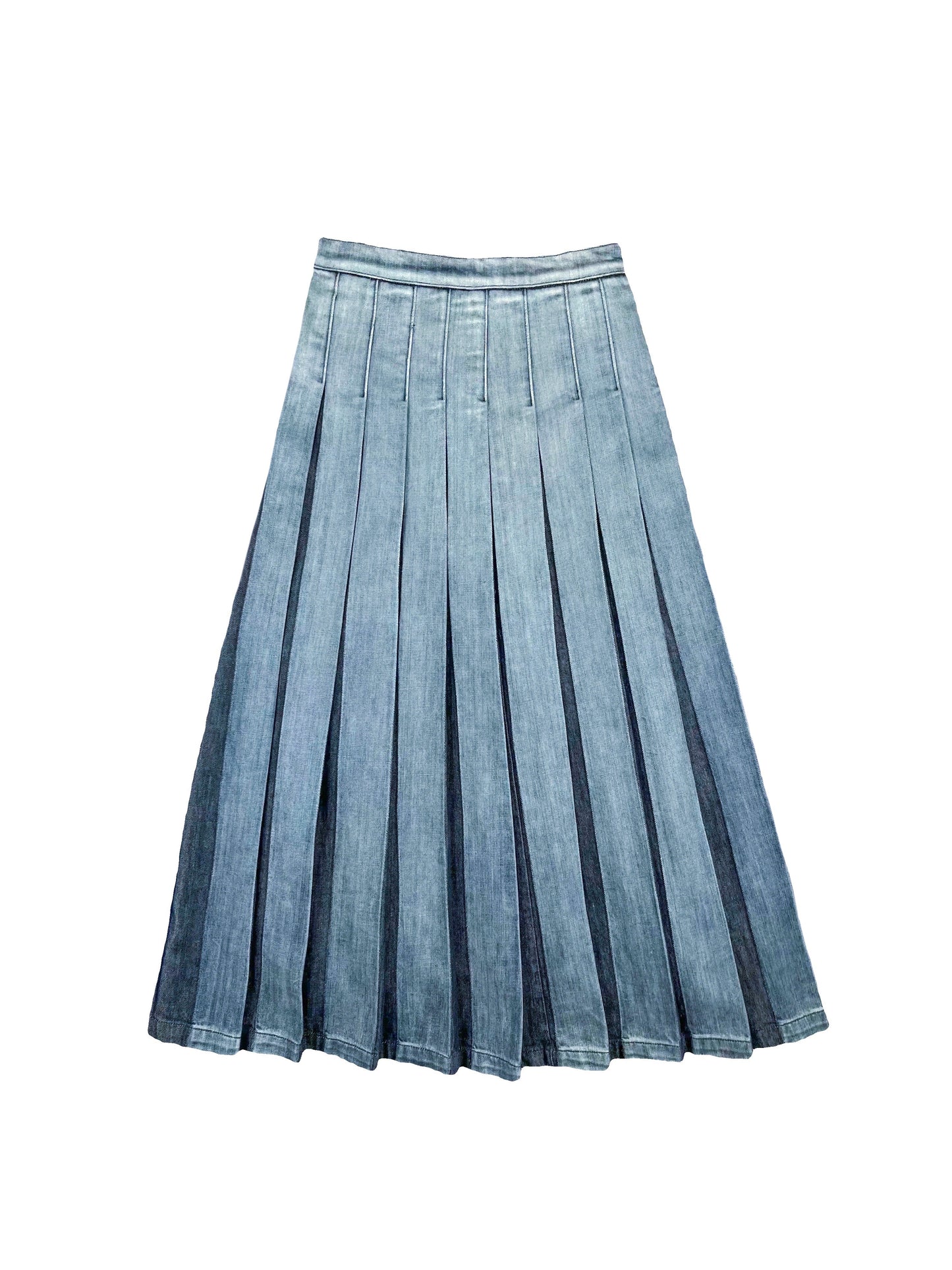 DENIM MAXI PLEATED SKIRT