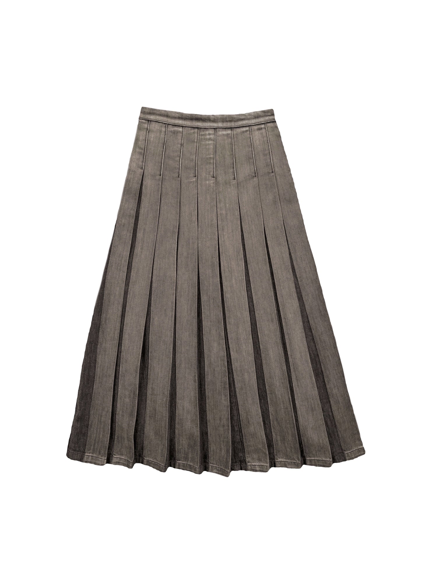 DENIM MAXI PLEATED SKIRT