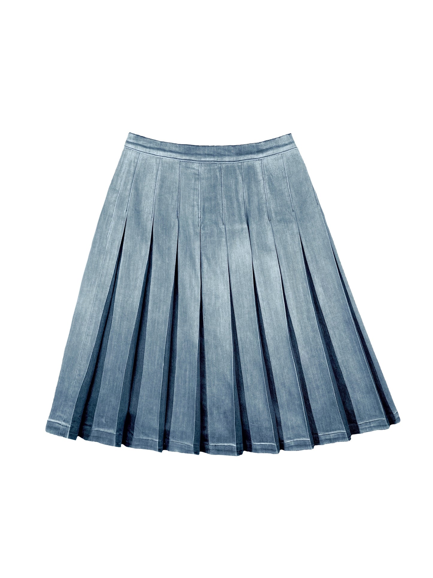 DENIM MIDI PLEATED SKIRT