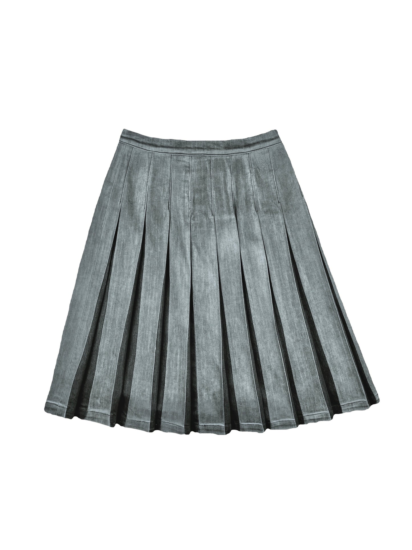 DENIM MIDI PLEATED SKIRT