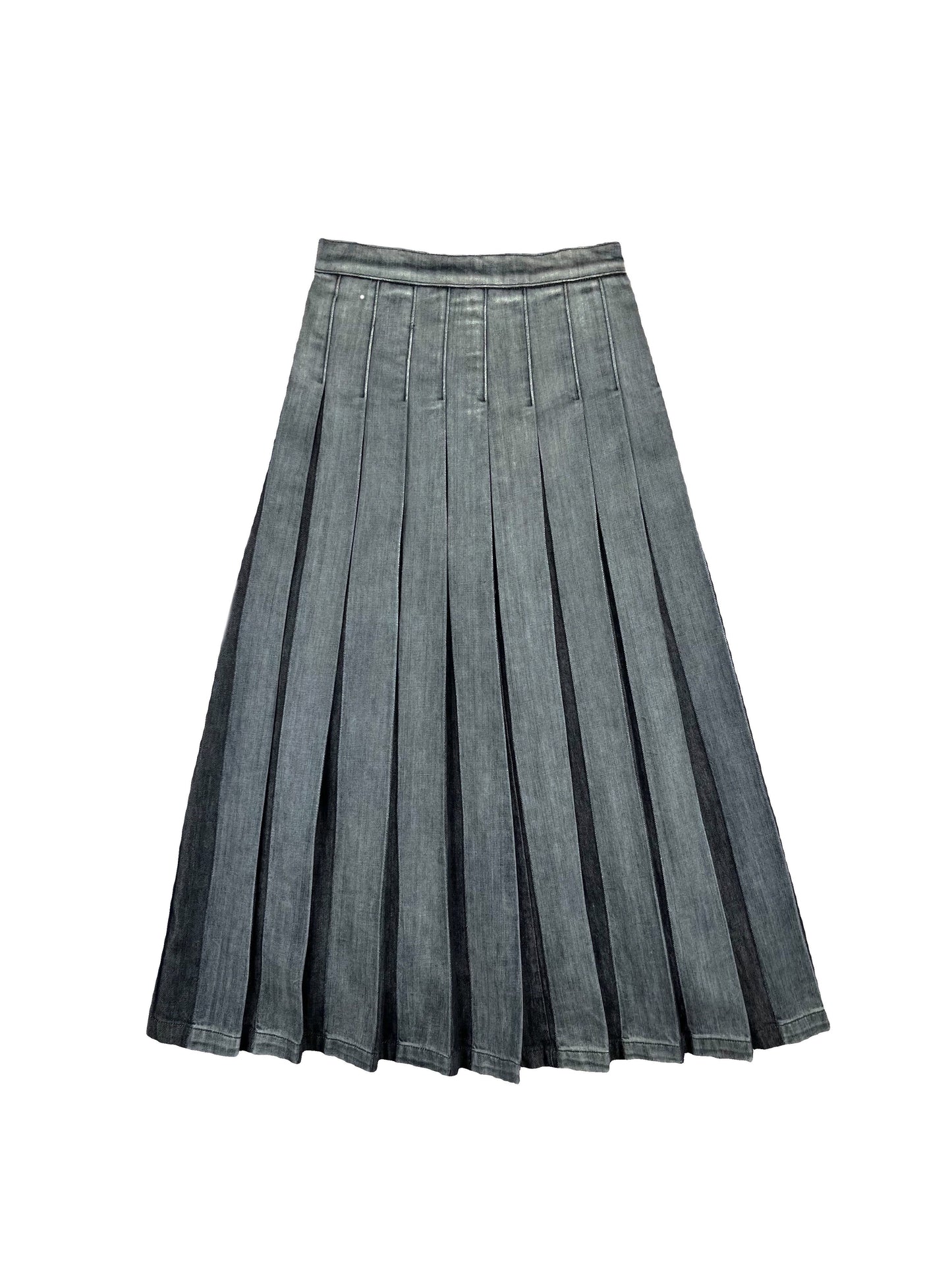 DENIM MAXI PLEATED SKIRT